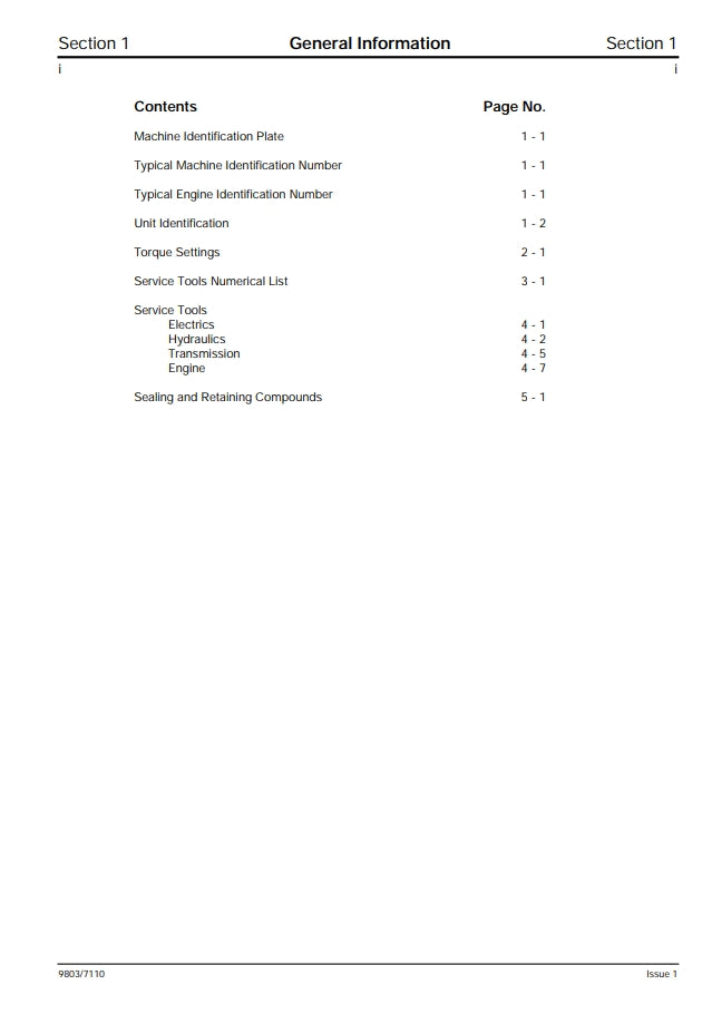 Service Manual 2CX, 2DX, 210, 212 & VARIANTS Backhoe Loader