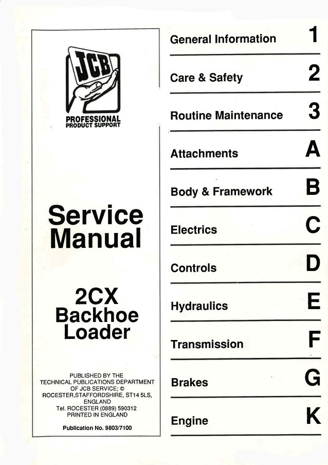 Service Manual 2CX Blackhoe Loader