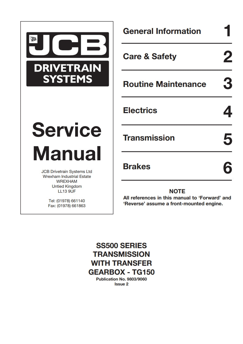 JCB DRIVETRAIN SYSTEM Service Manual