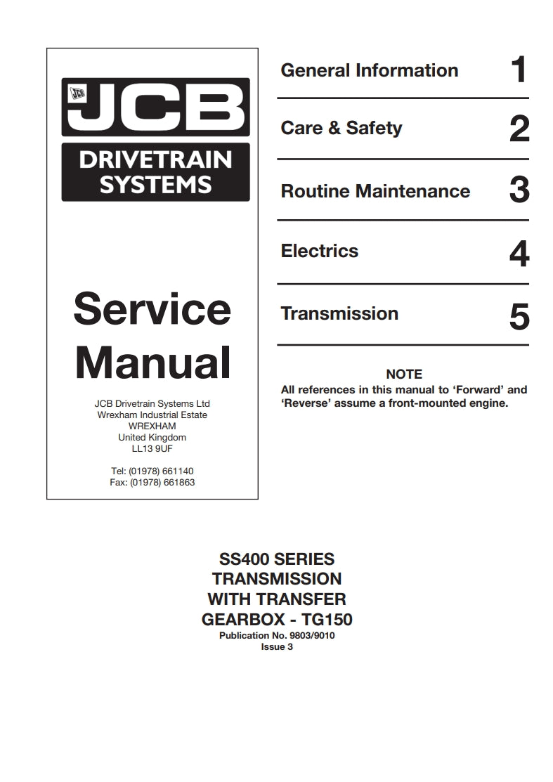 JCB DRIVETRAINSYSTEM Service Manual