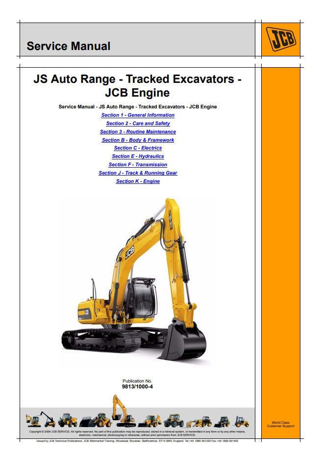 Service Manual JS Auto Range - Tracked Excavators - JCB Engine