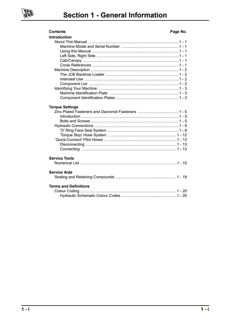 Service Manual 2DX Backhoe Loader