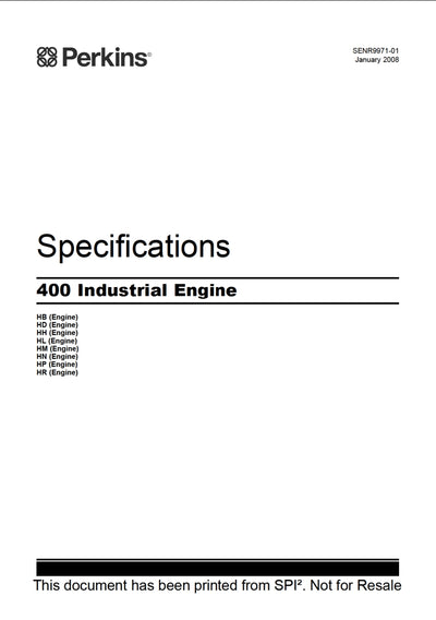 PERKINS Specifications 400 Industrial Engine