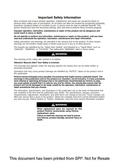 PERKINS Specifications 400 Industrial Engine