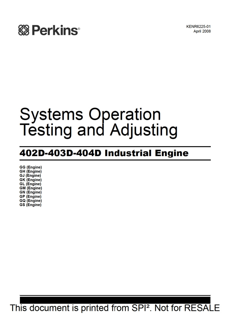 PERKINS System Operation Testing and Adjusting 402D-403D-404D Industrial Engine