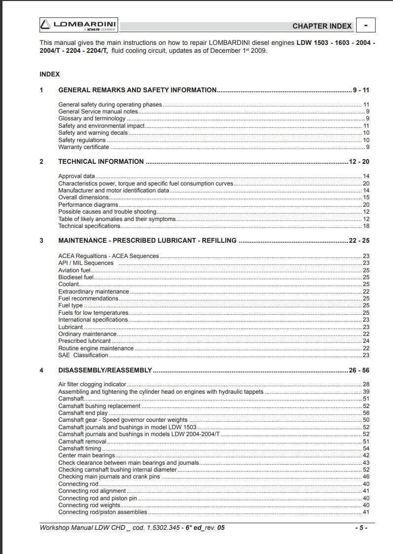WORKSHOP MANUAL CHD series Engine