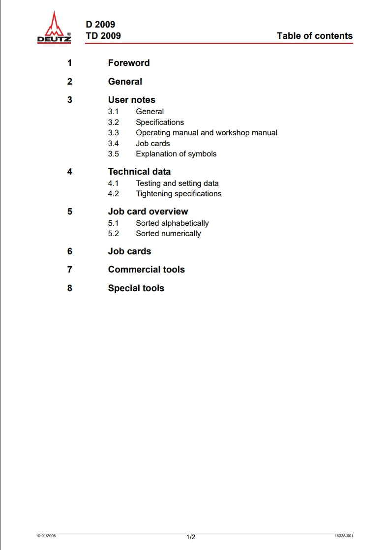 Workshop manual competence level 3 D2009 TD2009