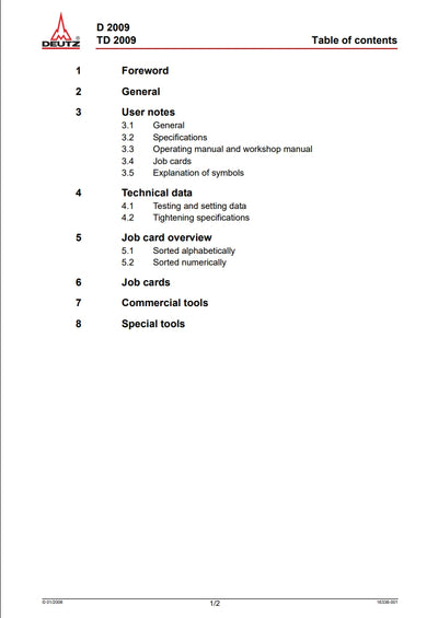 Workshop manual competence level 3 D2009 TD2009