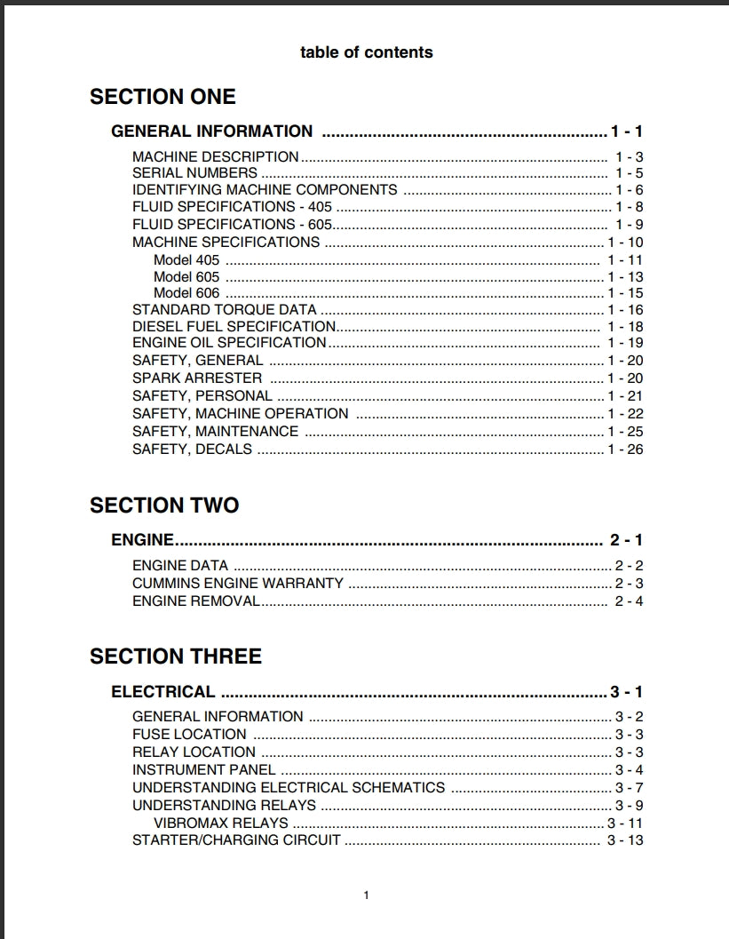 VIBROMAX SINGLE DRUM ROLLER SERVICE MANUAL Models 405, 605, 606