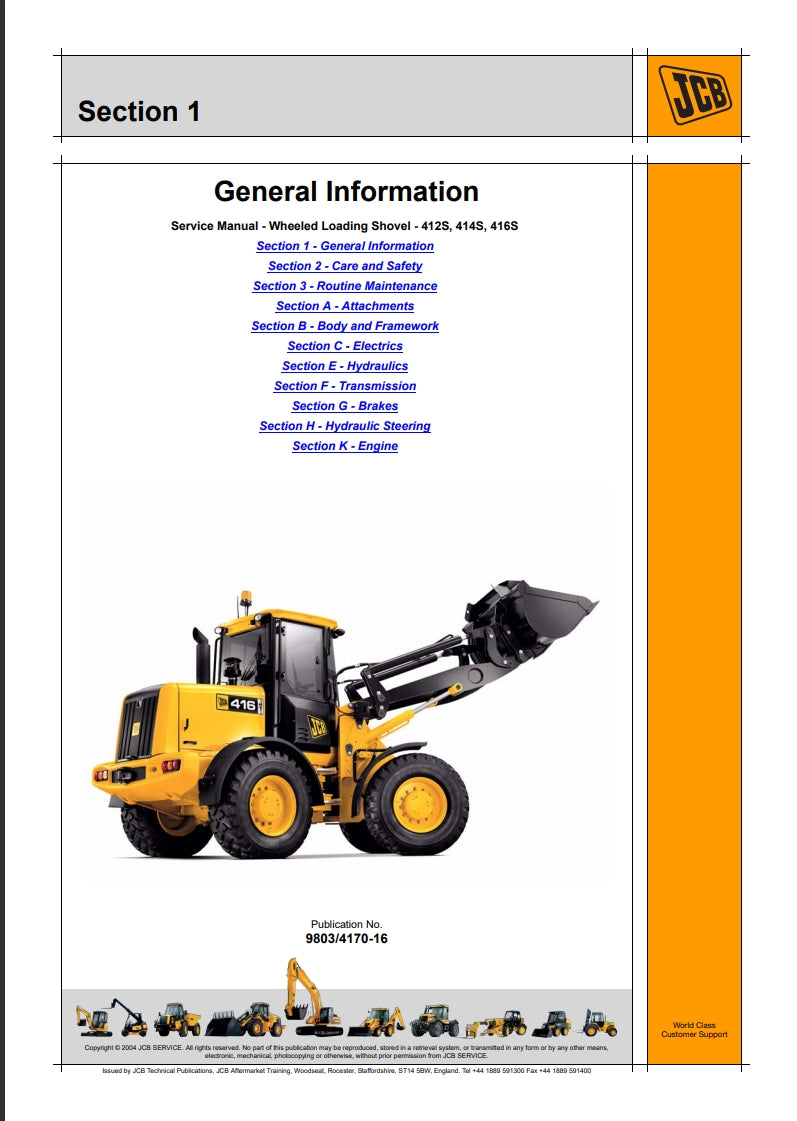 Service Manual Wheeled Loading Shovel - 412S, 414S, 416S