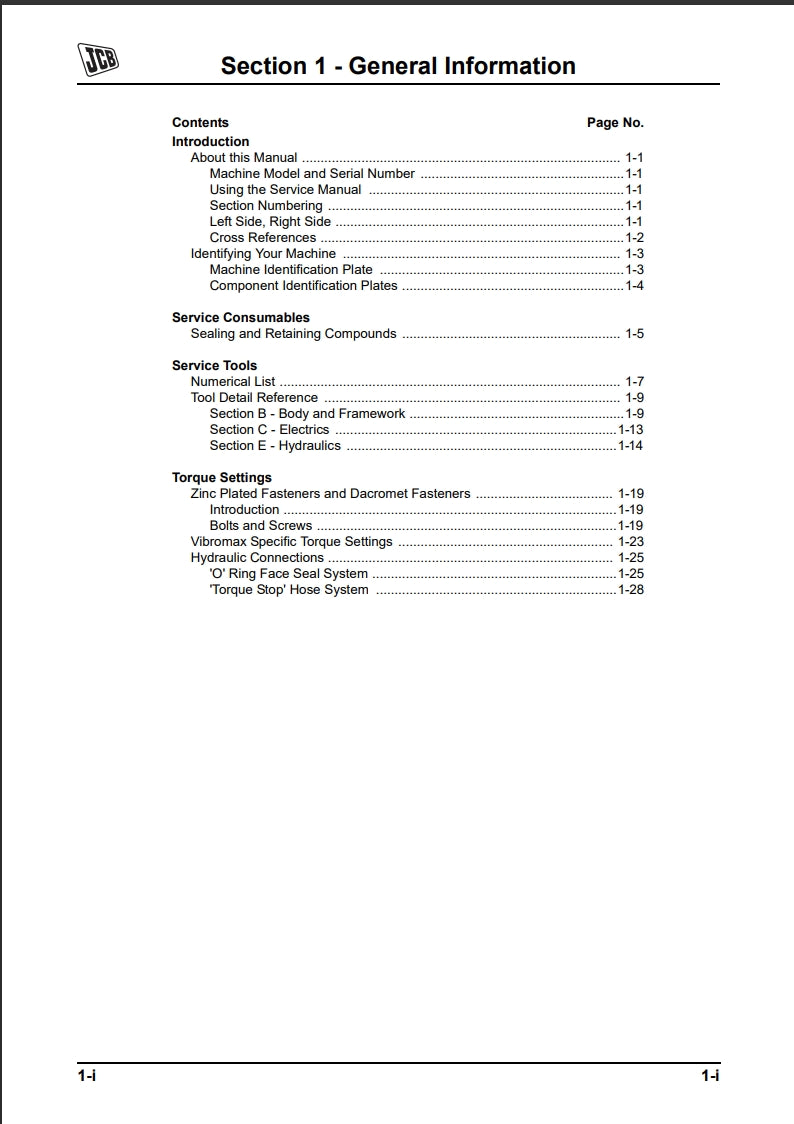 Section 1 General Information Service Manual - VM RANGE - TIER II
