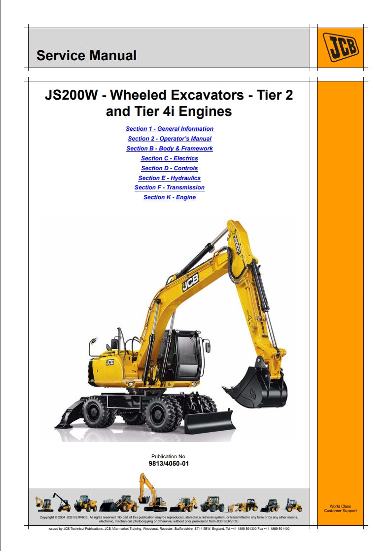 Service Manual JS200W - Wheeled Excavators - Tier 2 and Tier 4i Engines