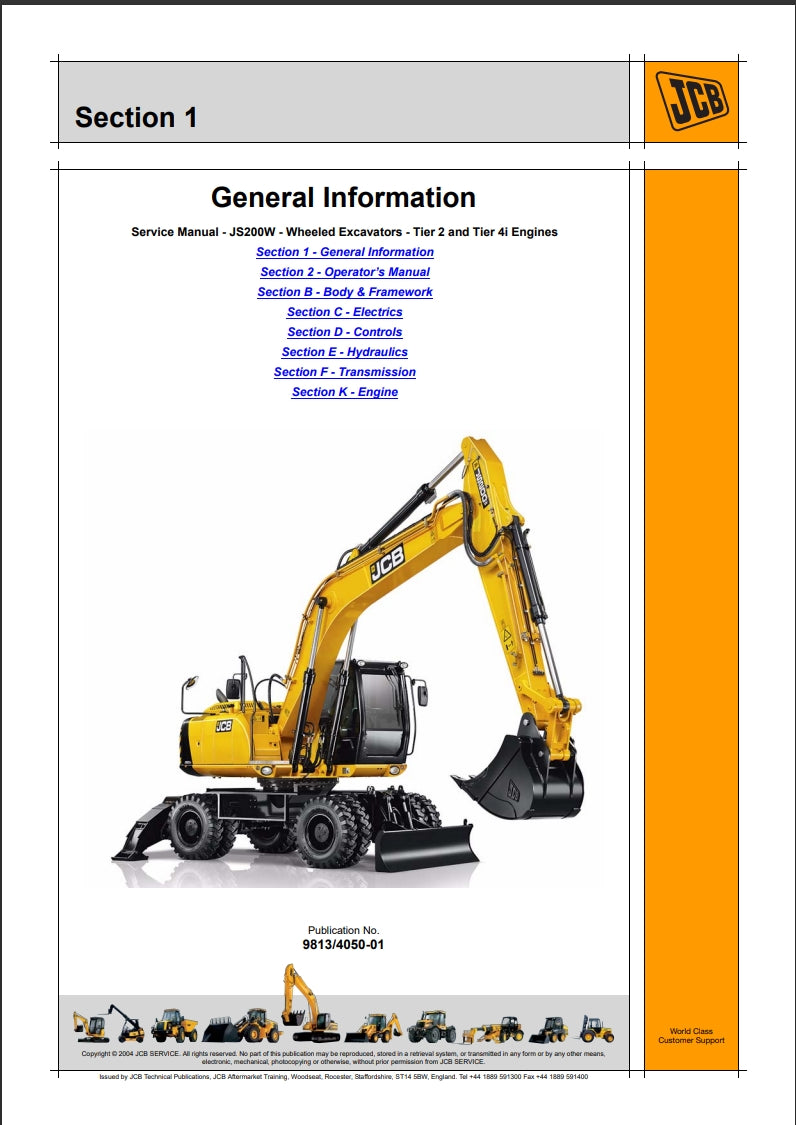Service Manual JS200W - Wheeled Excavators - Tier 2 and Tier 4i Engines
