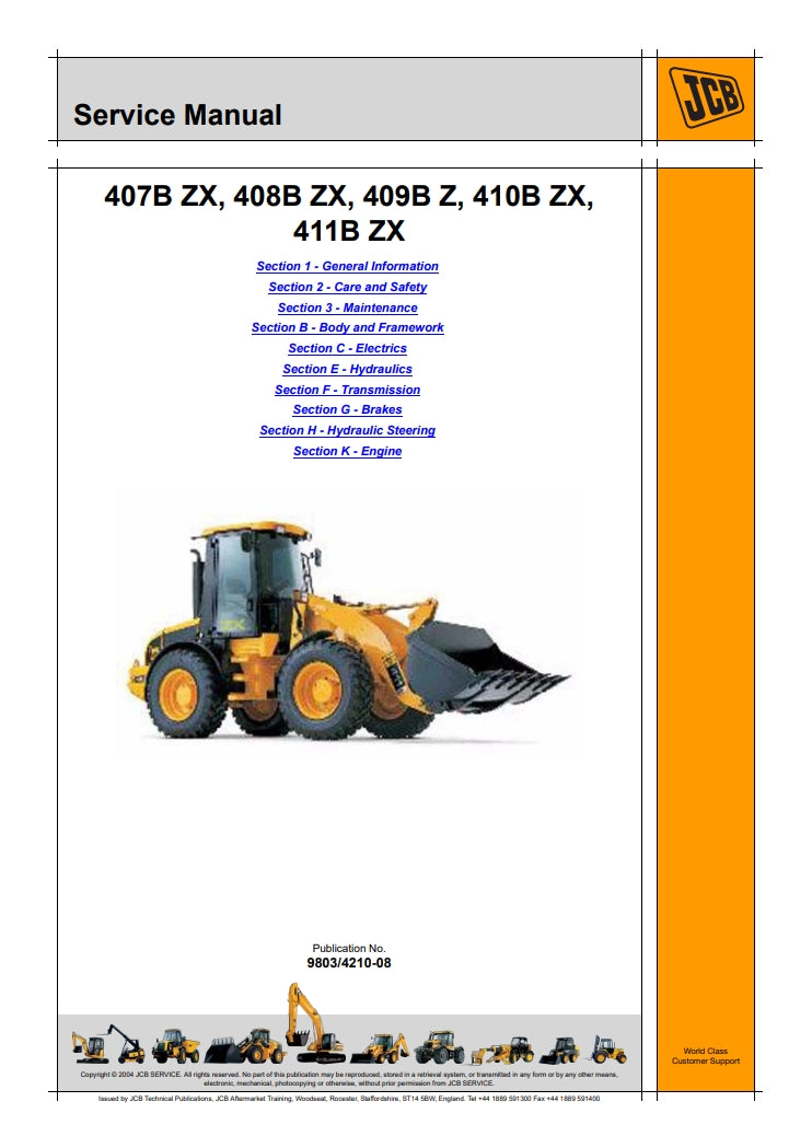 Service Manual 407B ZX, 408B ZX, 409B Z, 410B ZX, 411B ZX