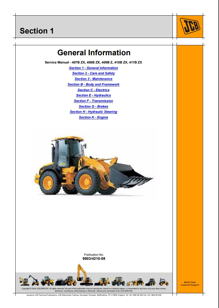 Service Manual 407B ZX, 408B ZX, 409B Z, 410B ZX, 411B ZX