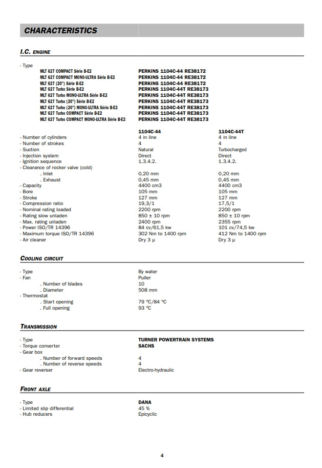 Manitou MLT 627 Compact series B-E2 Service manual