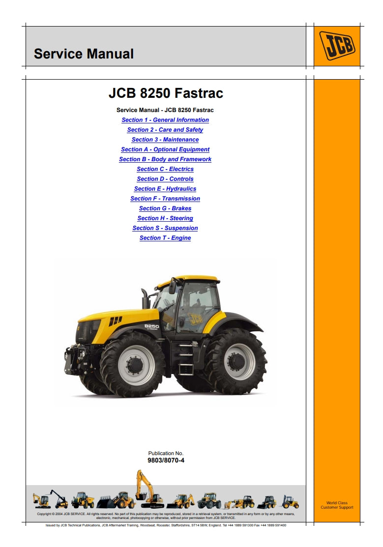 Service Manual JCB 8250 Fastrac