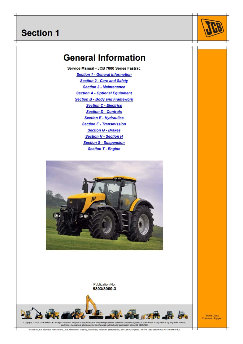 Service Manual JCB 7000 Series Fastrac