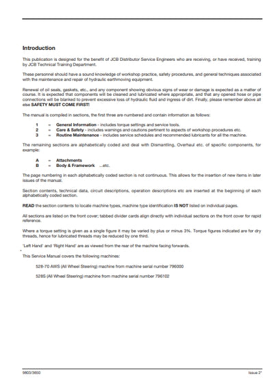 Service Manual LOADALL 528-70 & 528S Machines