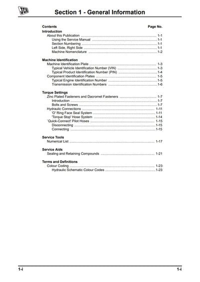 Service Manual Backhoe Loader