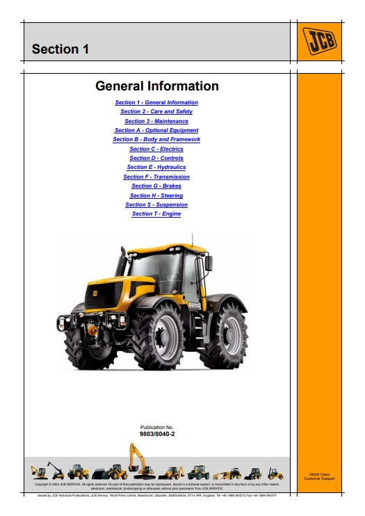 Service Manual JCB 8250 Fastrac