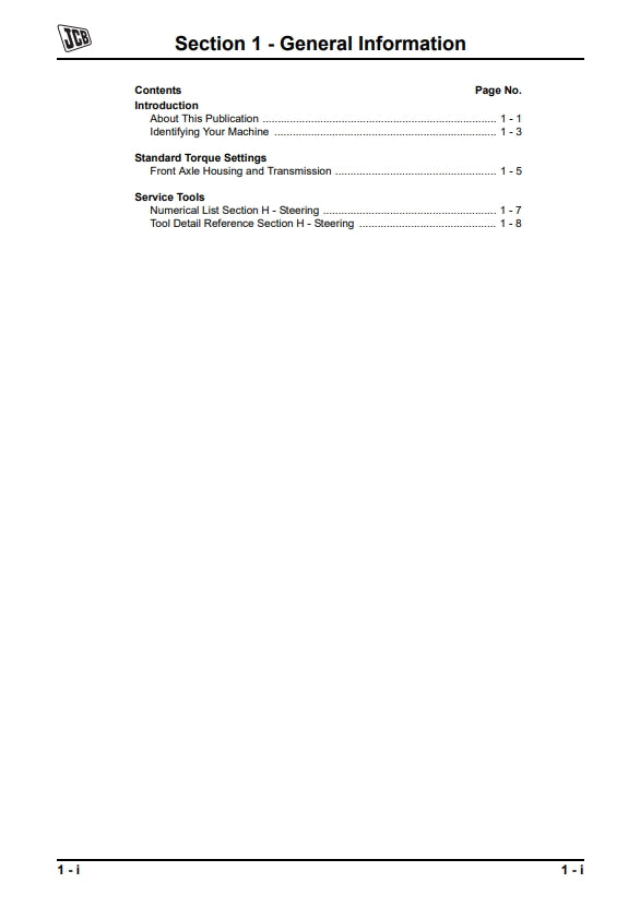 Service Manual General Information
