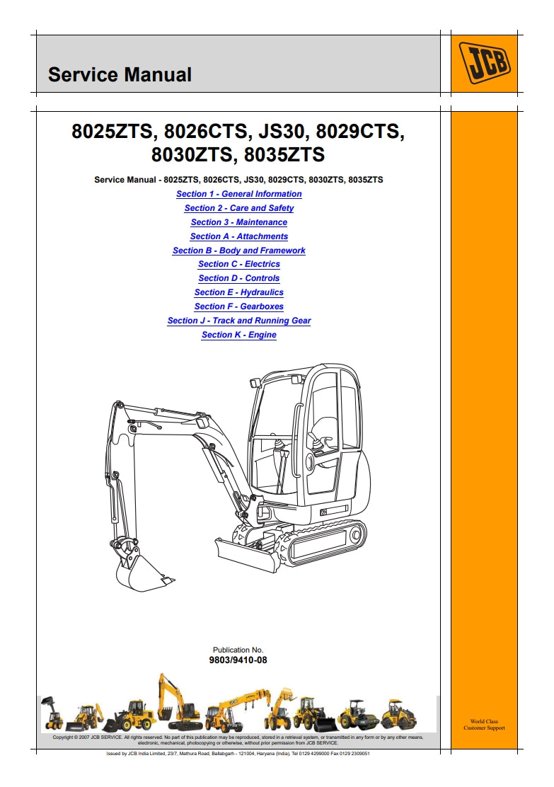 Service Manual 8025ZTS, 8026CTS, JS30, 8029CTS, 8030ZTS, 8035ZTS