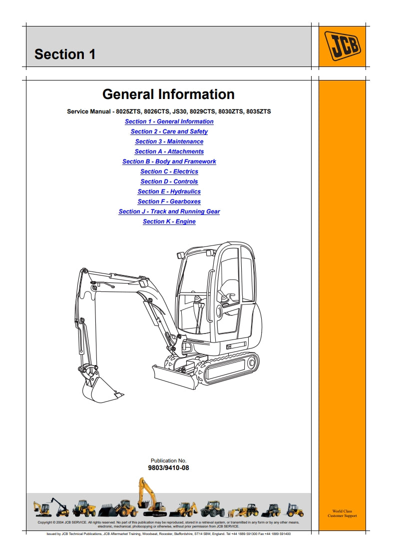 Service Manual 8025ZTS, 8026CTS, JS30, 8029CTS, 8030ZTS, 8035ZTS