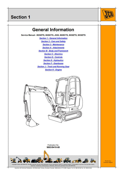 Service Manual 8025ZTS, 8026CTS, JS30, 8029CTS,  8030ZTS, 8035ZTS