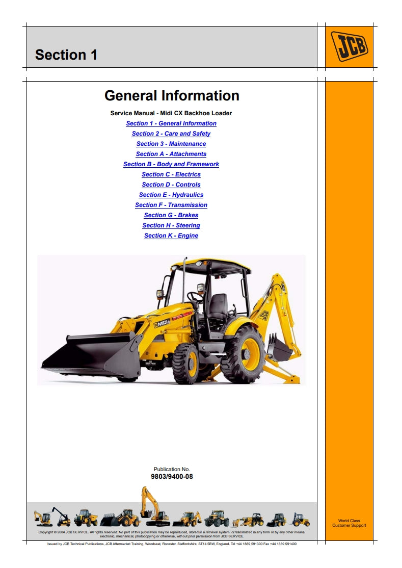 Service Manual Midi CX Backhoe Loader