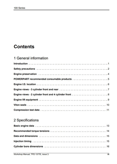 Perkins 100 Series Models 102-05, 103-07, 103-10, 103-13, 103-15, 104-19, 104-22 WORKSHOP MANUAL