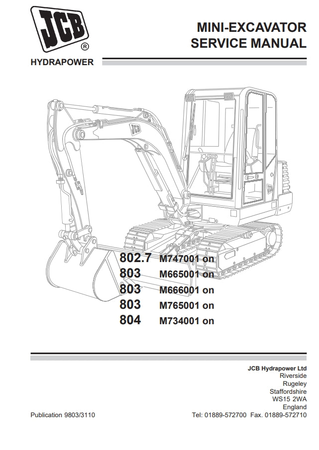 MINI-EXCAVATOR SERVICE MANUAL