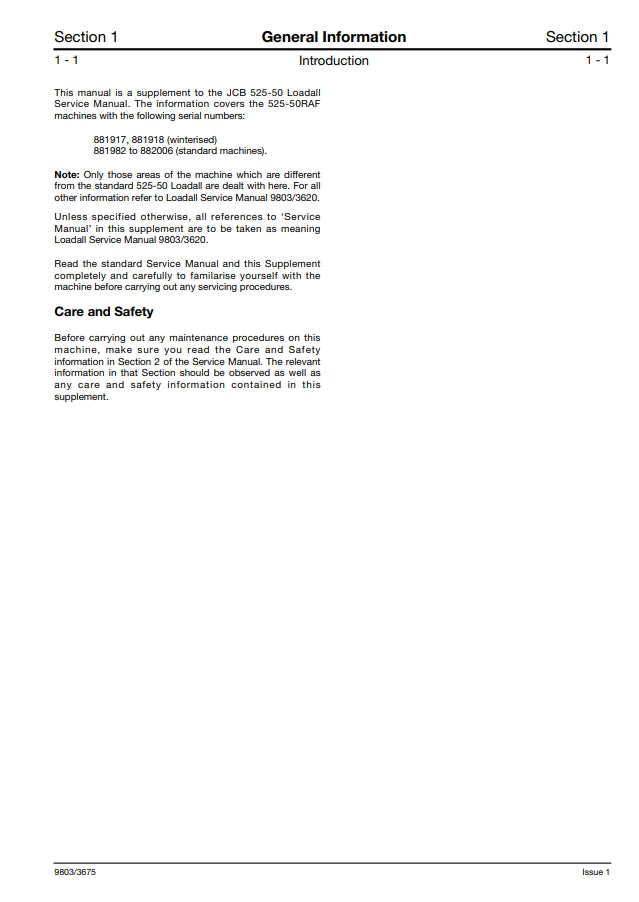 Service Manual (Supplement) 525-50 RAF