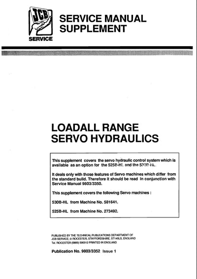 Service Manual Supplement LOADALL RANGE SERVO HYDRAULICS