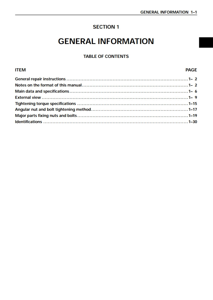 ISUZU WORKSHOP MANUAL INDUSTRIAL DIESEL ENGINE AA-4BG1T, AA-6BG1 BB-4BG1T, BB-6BG1T MODELS