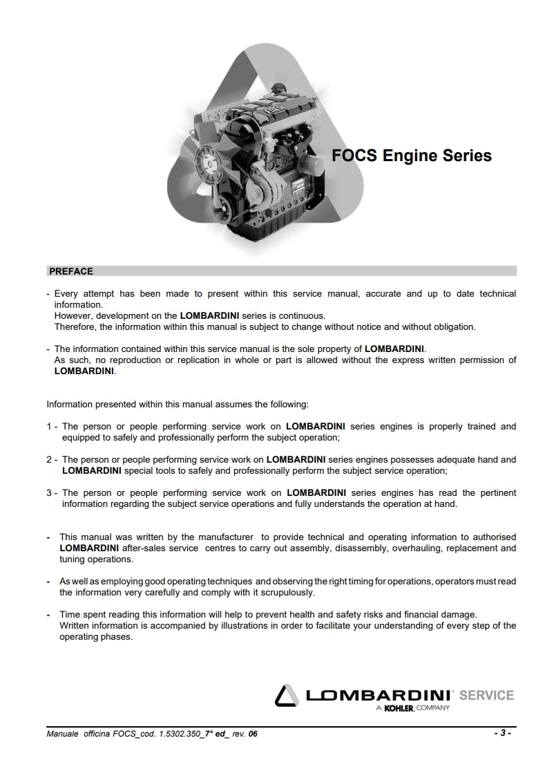 WORKSHOP MANUAL FOCS Engine Series