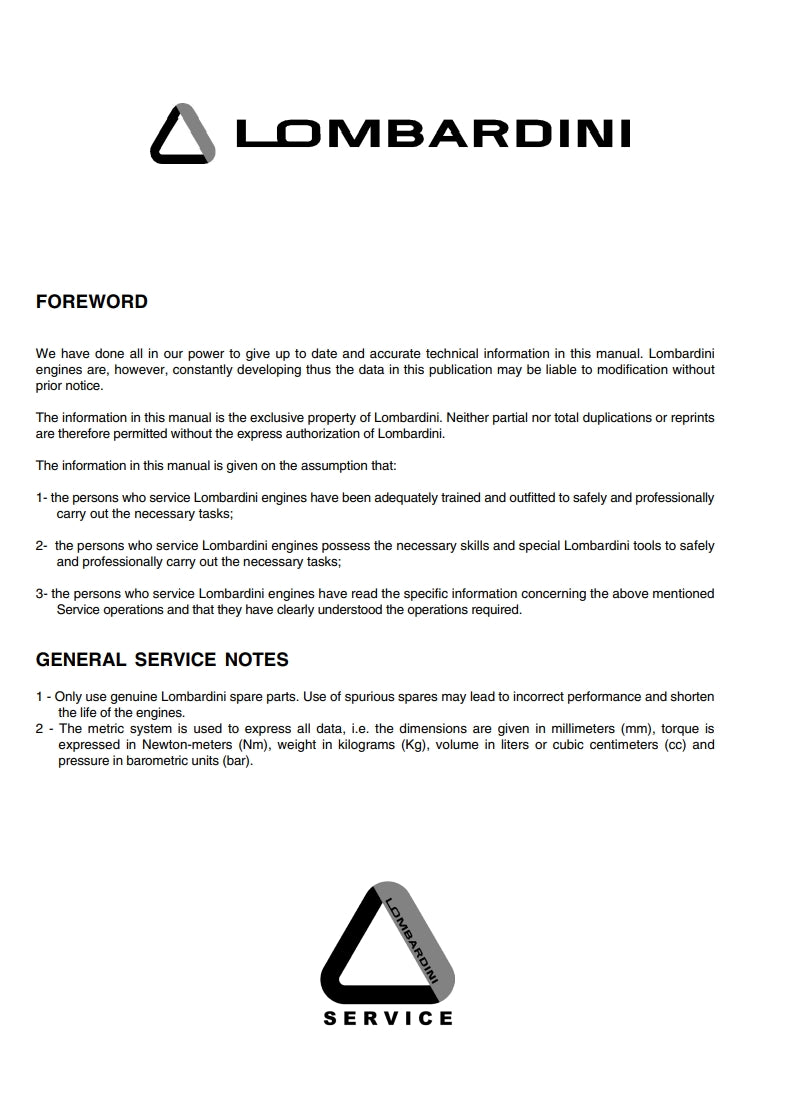WORK SHOP MANUAL 15LD series engines