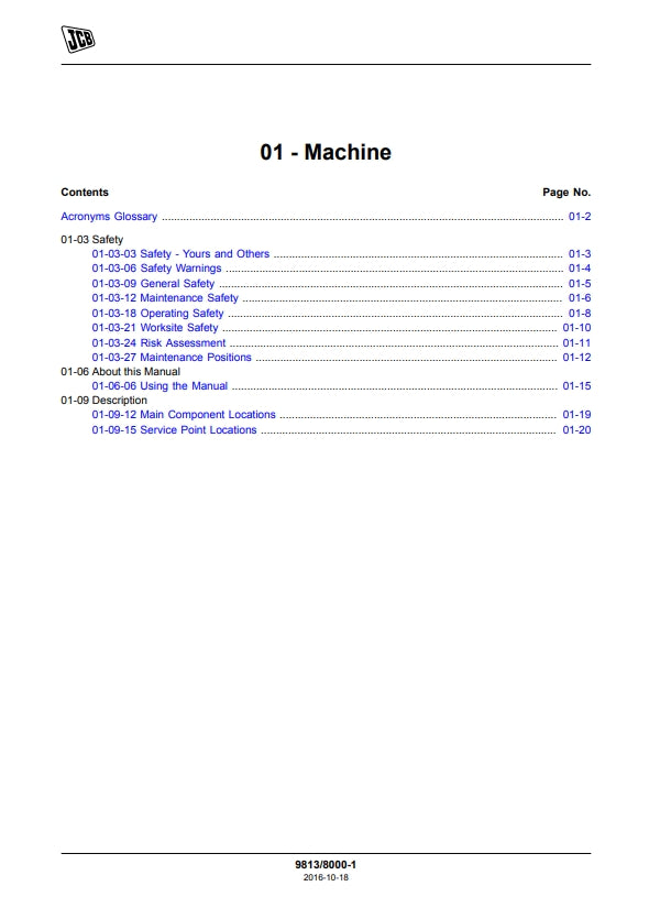 SERVICE MANUAL EXCAVATOR JS210, JS230