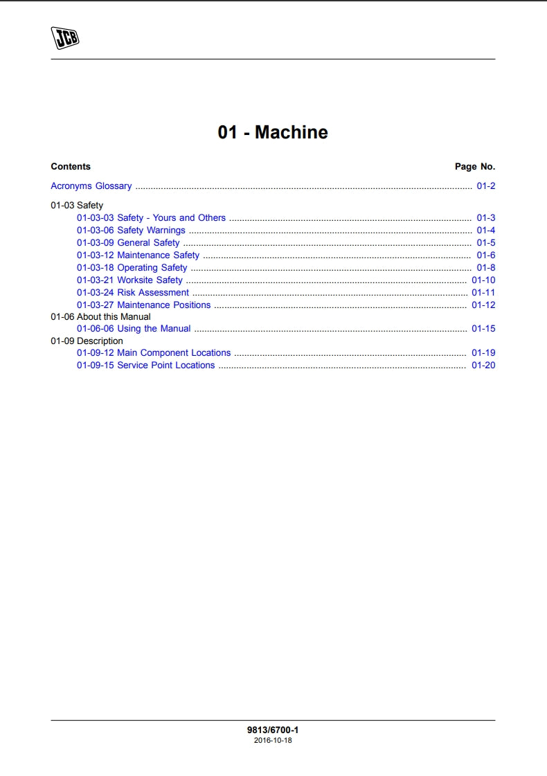 SERVICE MANUAL EXCAVATOR JCB305, JS305