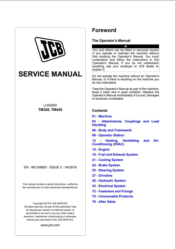 SERVICE MANUAL LOADER TM320, TM420