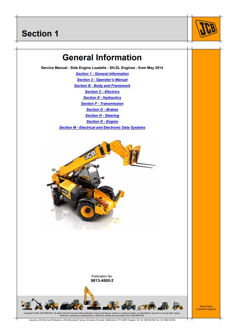 Service Manual - Side Engine Loadalls - SH,SL Engines