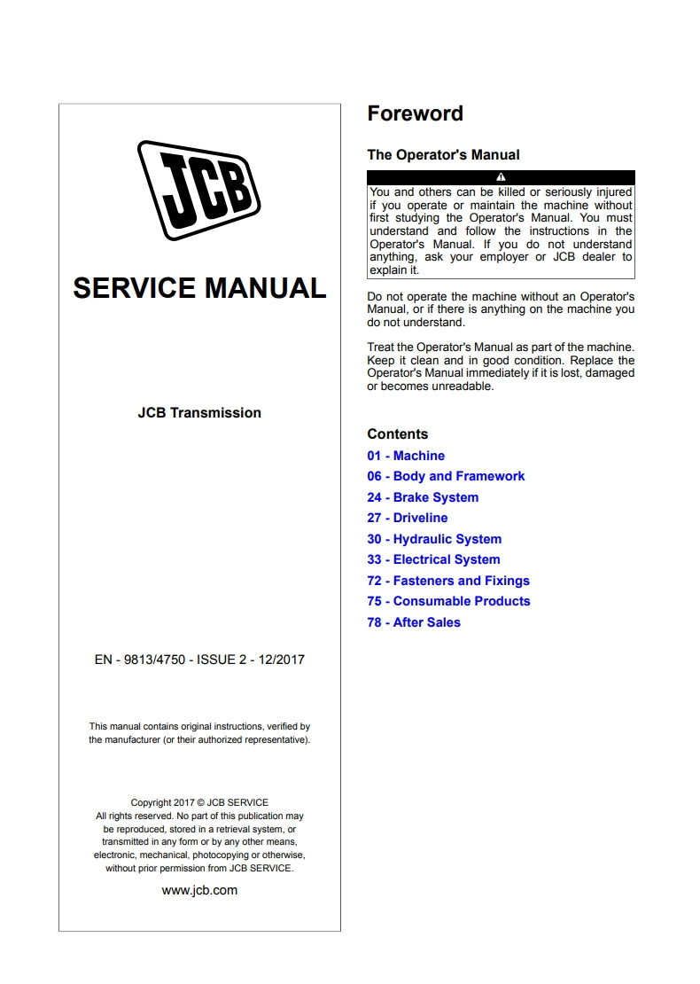 SERVICE MANUAL JCB Transmission