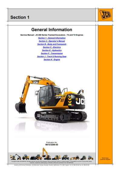 Service Manual JS 200 Series Tracked Excavators - T4 and T2 Engines