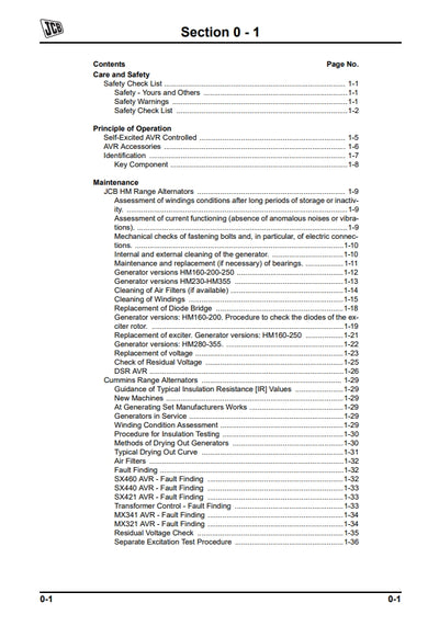 JCB GENERATORS SERVICE MANUAL SELF-REGULATING ALTERNATORS