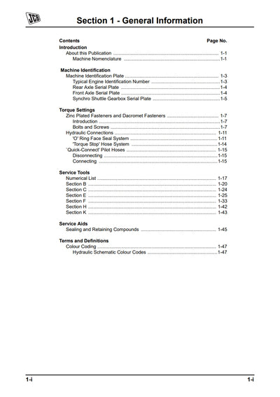 Service Manual 3DX / 4DX Backhoe Loader