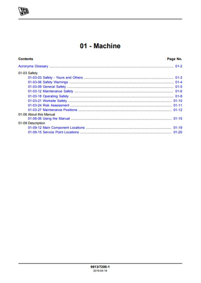 SERVICE MANUAL EXCAVATOR JS115, JS130, JS145, JS160, JS180, JS190