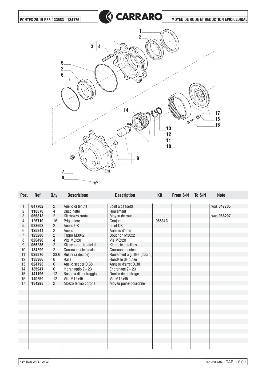 Carraro 20.19 Axle Parts Catalog (Ref. 133583, 134176) – sample page 3