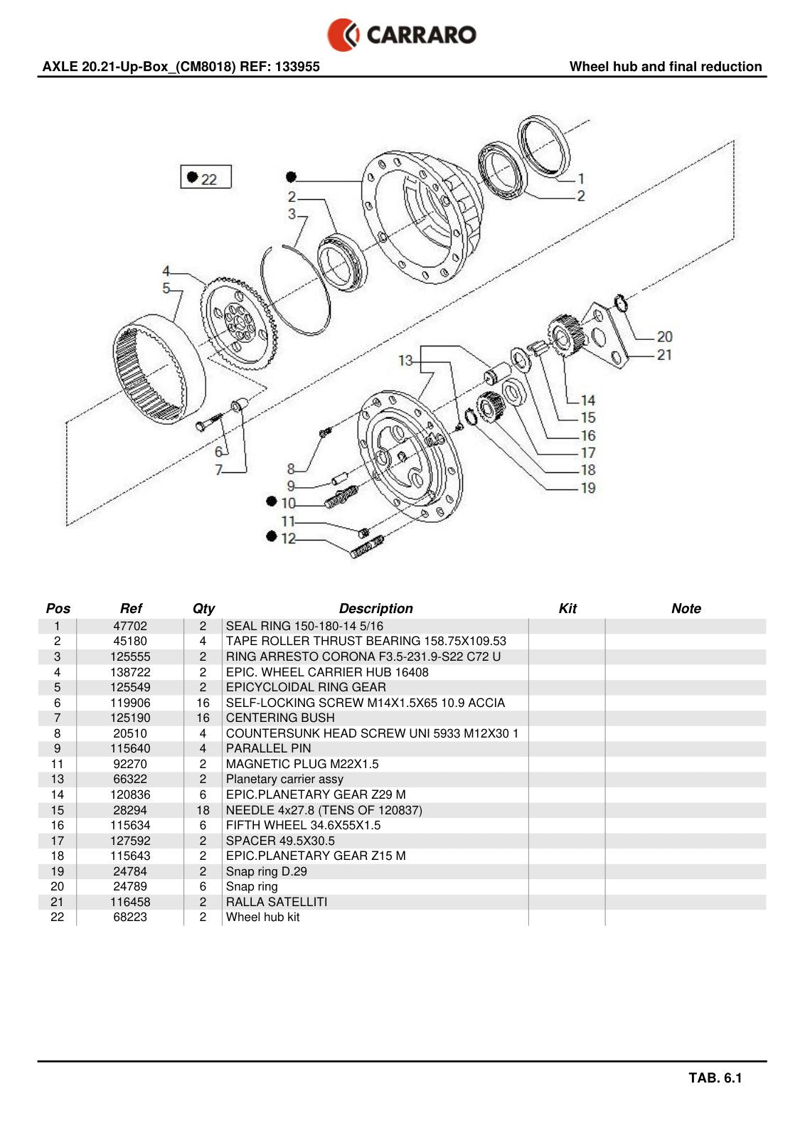 Carraro 20.21-Up-Box Axle Parts Catalog (Ref. 133955) – sample page 3