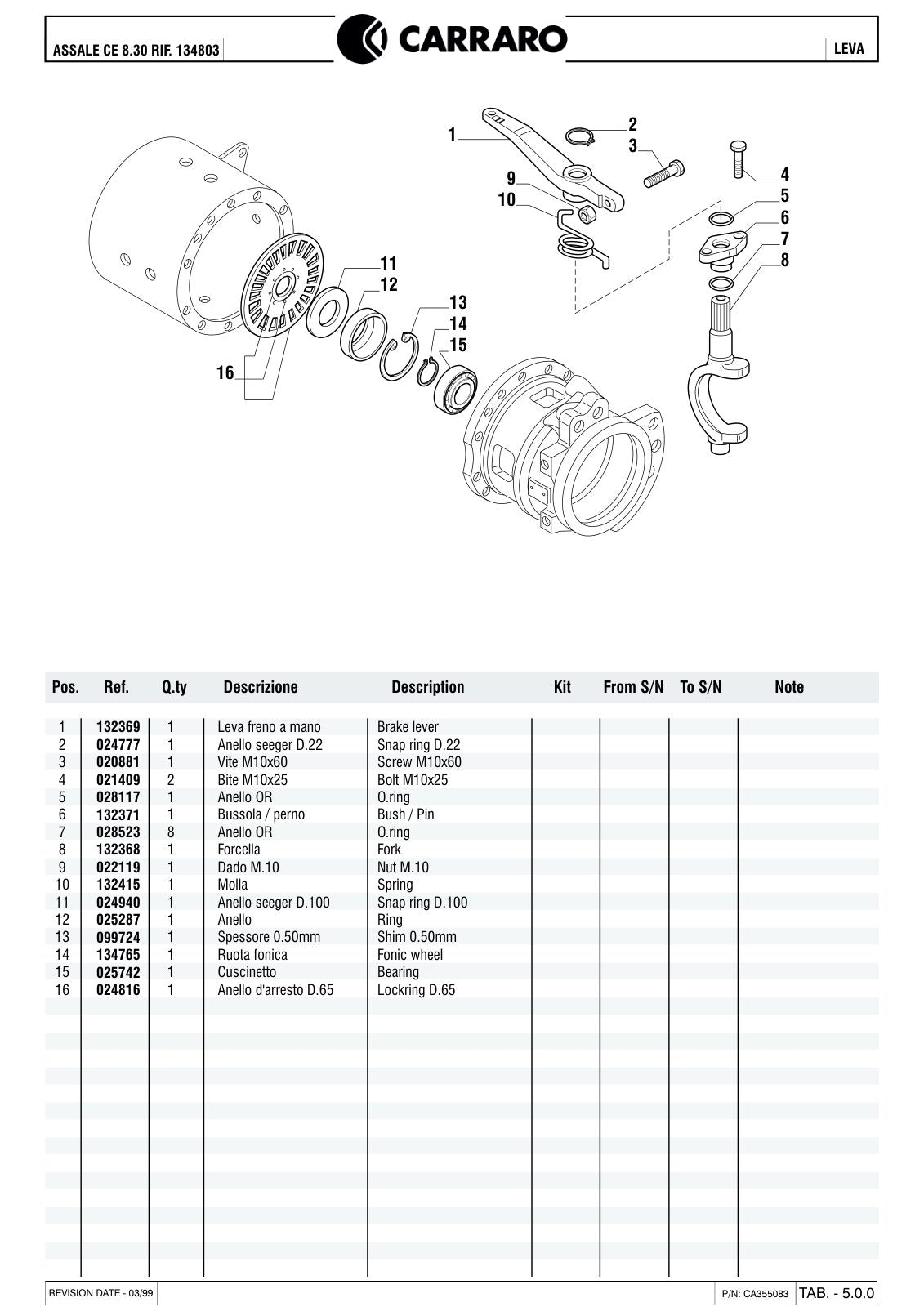 Carraro CE 8.30 Axle Parts Catalog (Ref. 134803) – sample page 3