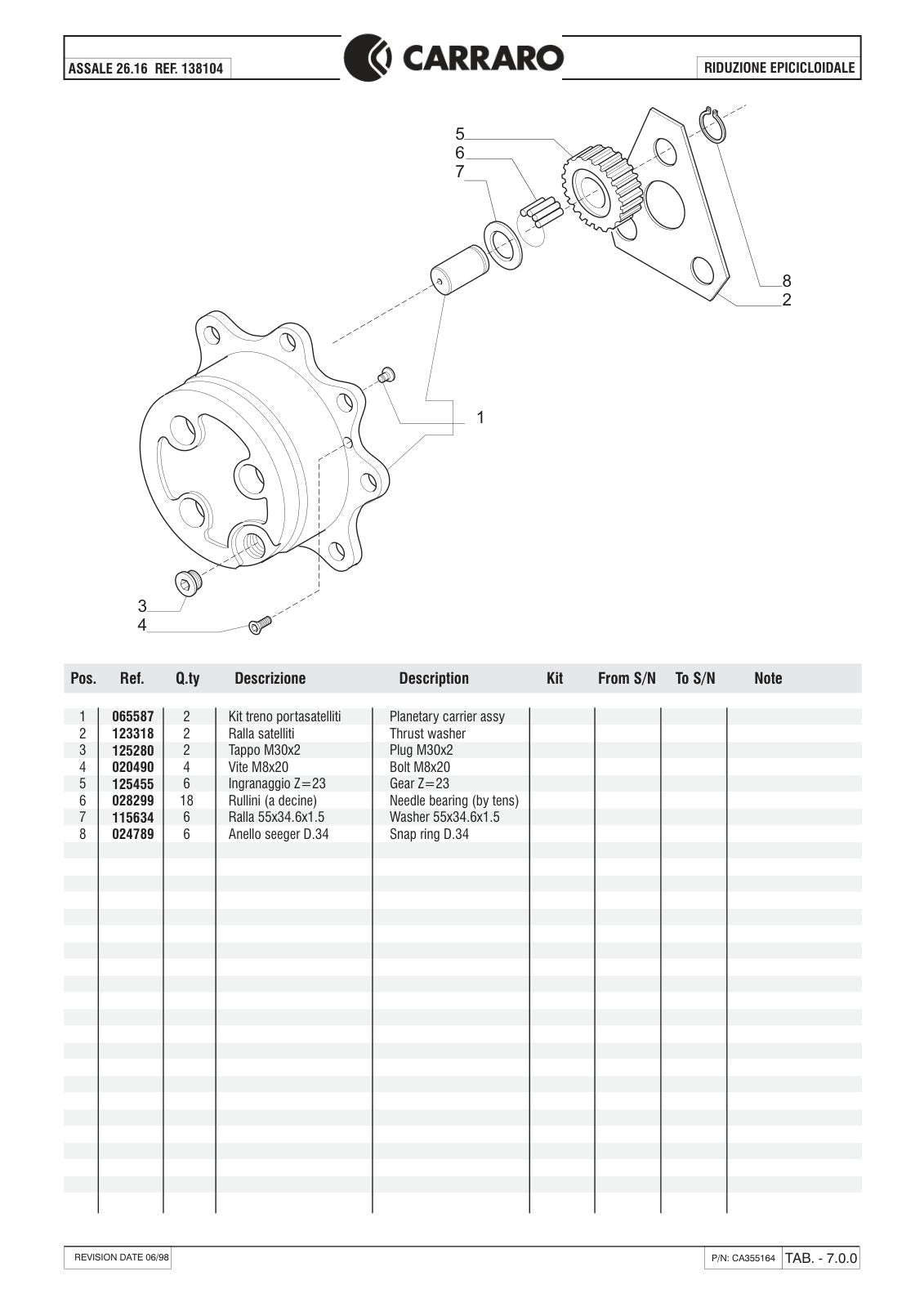 Carraro 26.16 Axle Parts Catalog (Ref. 138104) – sample page 3